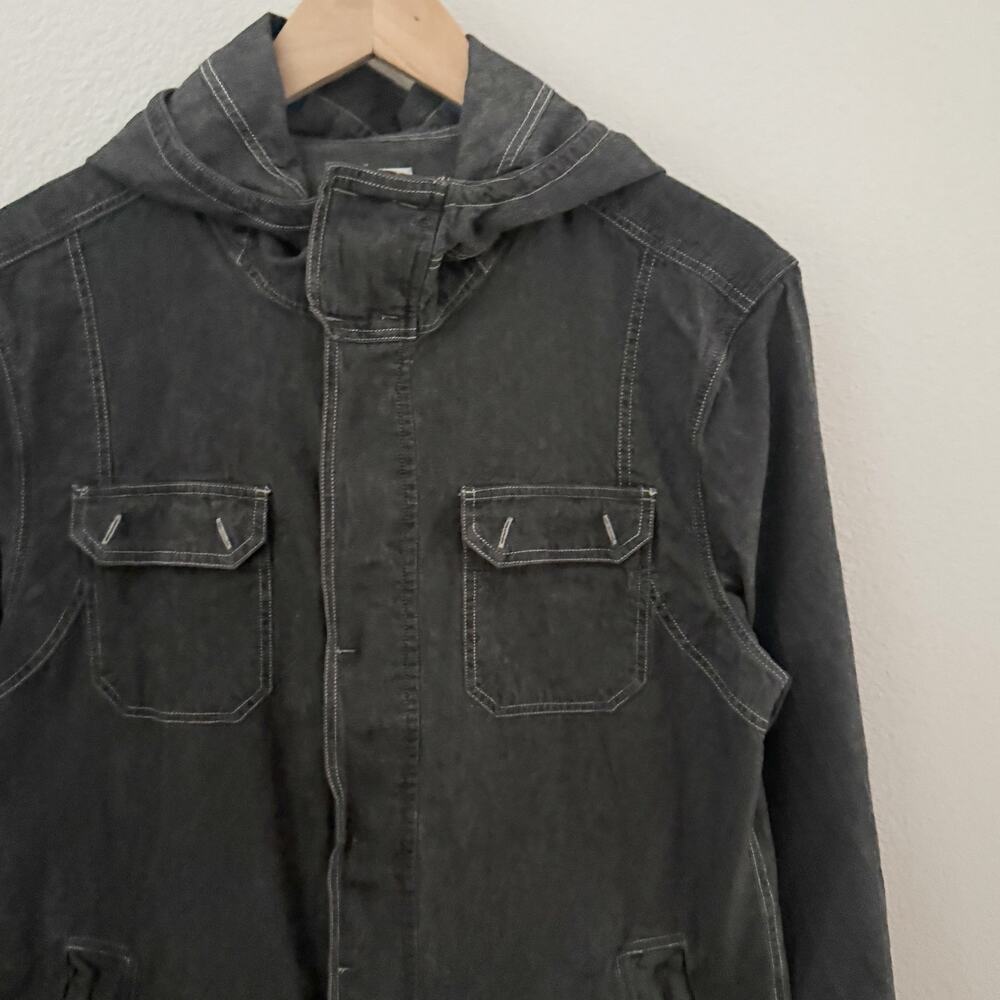 ALLSAINTS | Charcoal White Hooded Utility Jacket Minimalist Outerwear | Medium - Picture 3 of 9